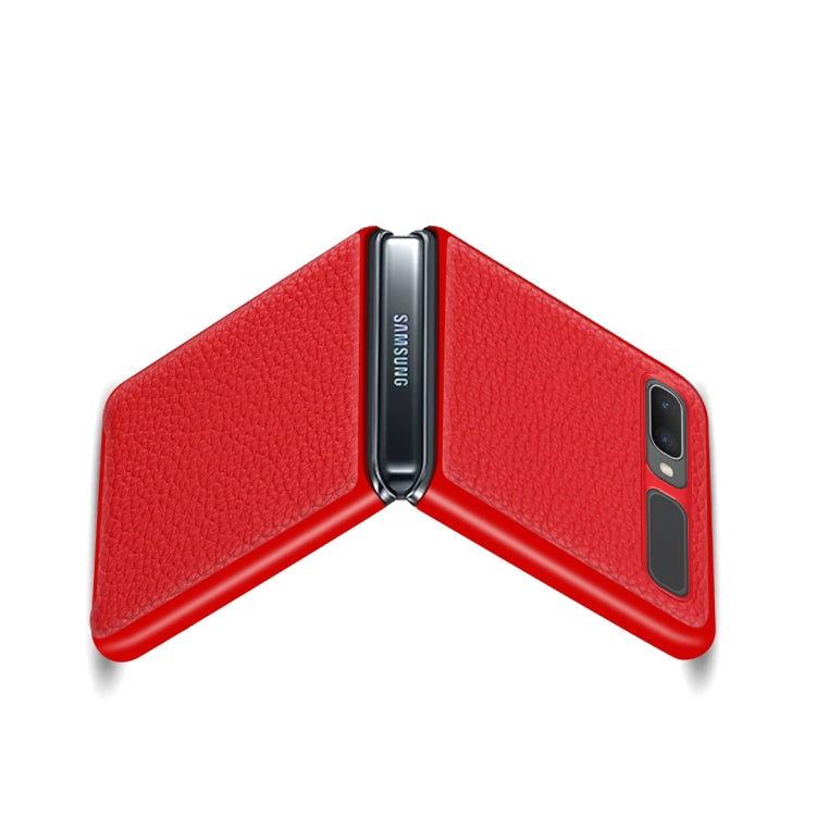 For Samsung Galaxy Z Flip Lychee Texture Leather Folding Protective Case