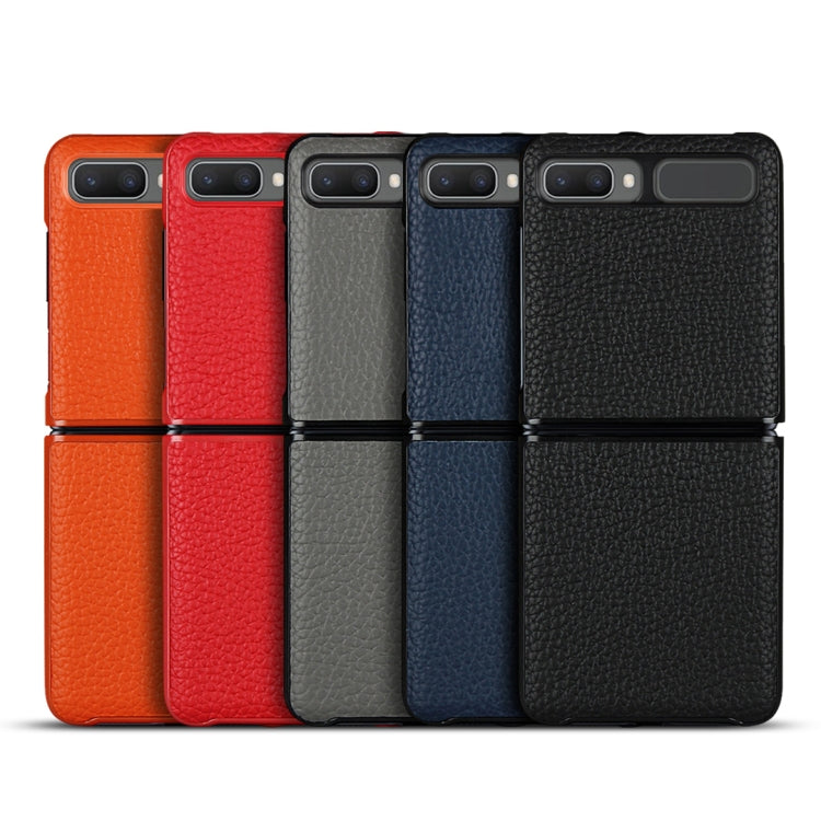 For Samsung Galaxy Z Flip Lychee Texture Leather Folding Protective Case