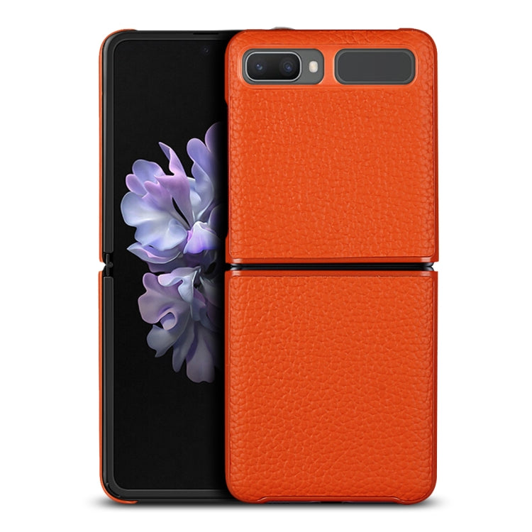 For Samsung Galaxy Z Flip Lychee Texture Leather Folding Protective Case