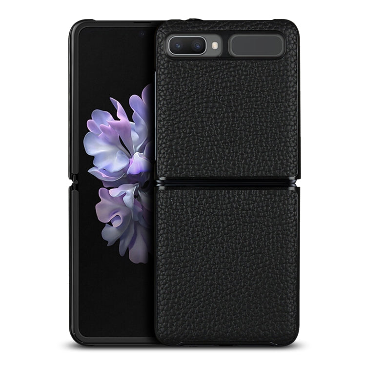 For Samsung Galaxy Z Flip Lychee Texture Leather Folding Protective Case