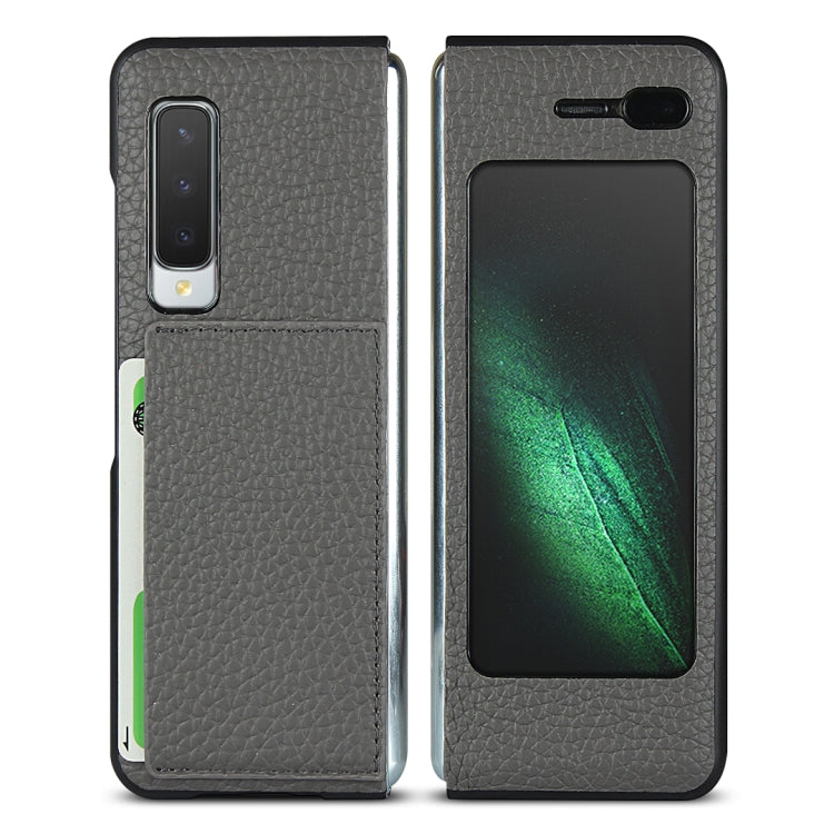 For Samsung Galaxy Fold Lychee Texture Leather Folding Protective Case with Card Slot