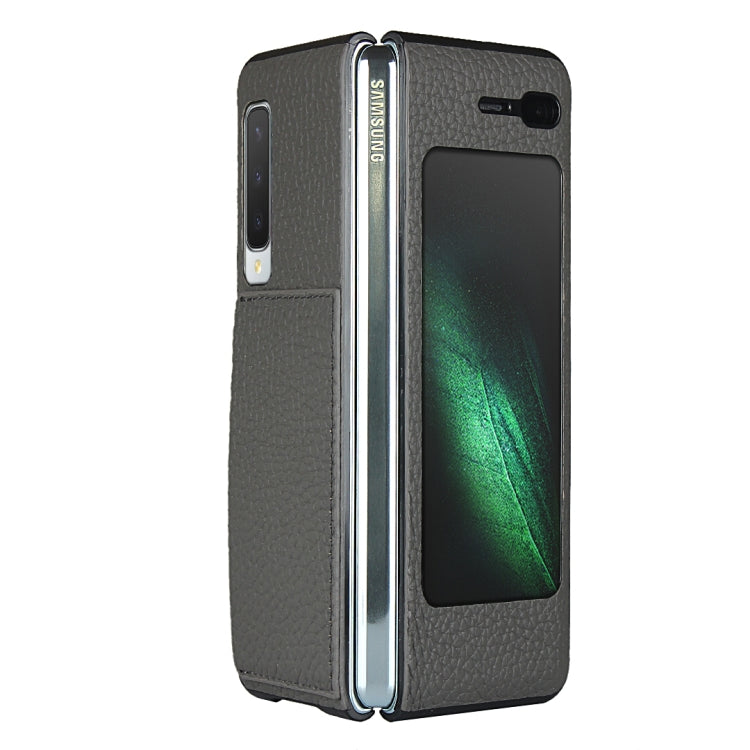 For Samsung Galaxy Fold Lychee Texture Leather Folding Protective Case with Card Slot