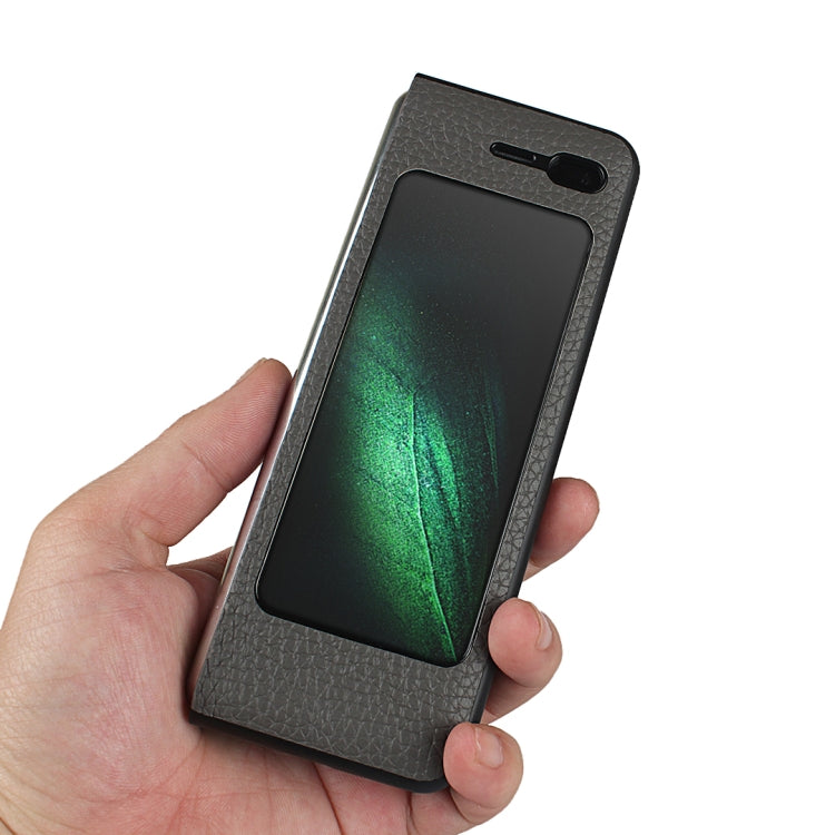For Samsung Galaxy Fold Lychee Texture Leather Folding Protective Case with Card Slot