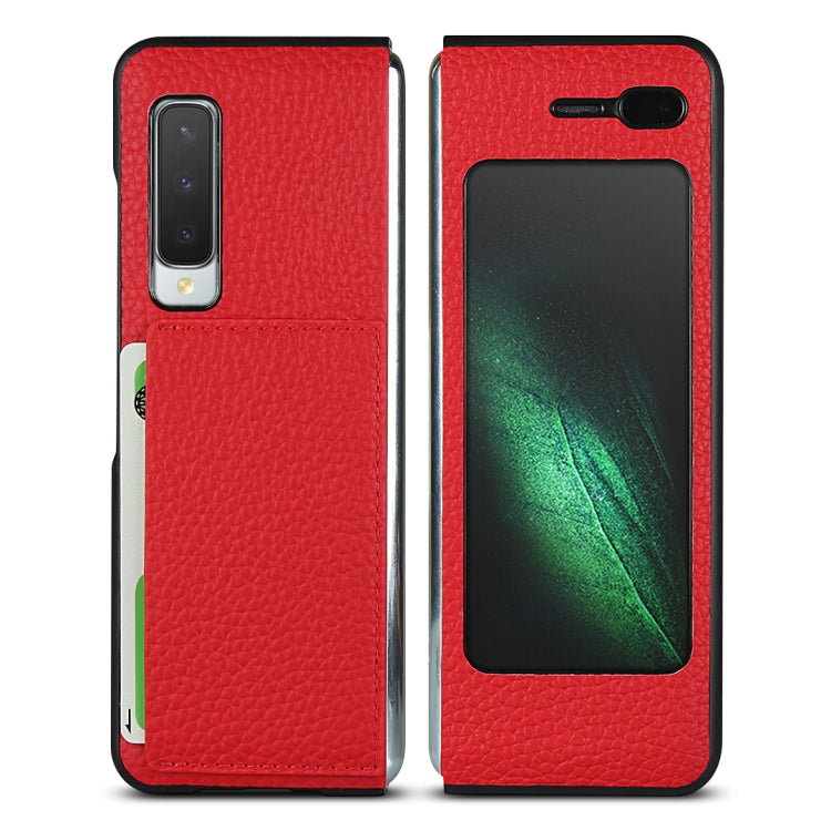For Samsung Galaxy Fold Lychee Texture Leather Folding Protective Case with Card Slot