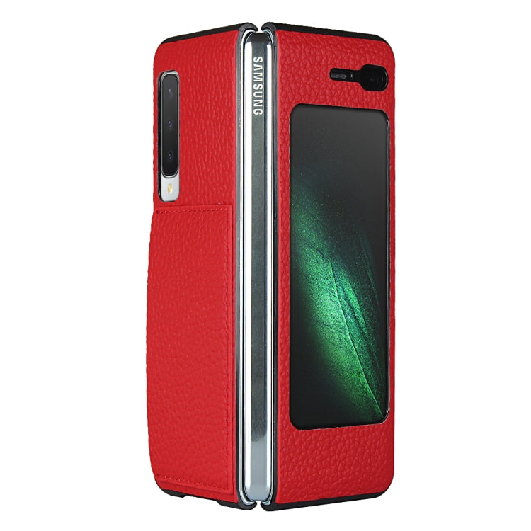 For Samsung Galaxy Fold Lychee Texture Leather Folding Protective Case with Card Slot