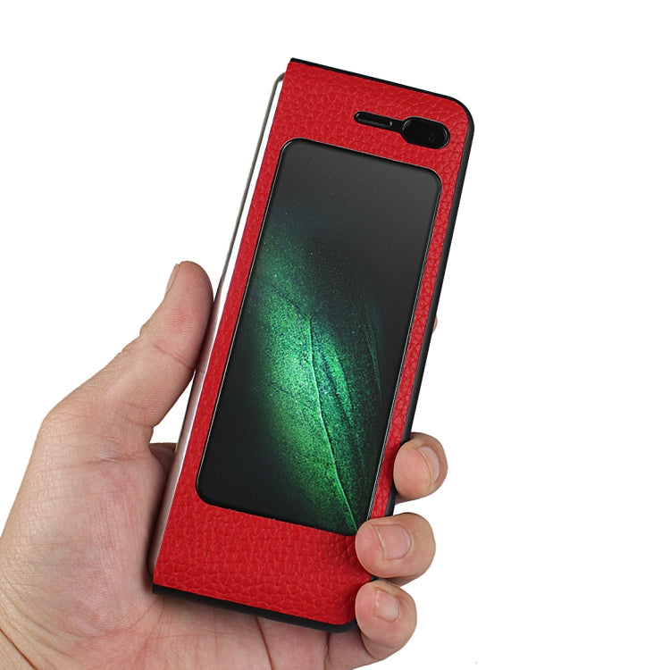 For Samsung Galaxy Fold Lychee Texture Leather Folding Protective Case with Card Slot