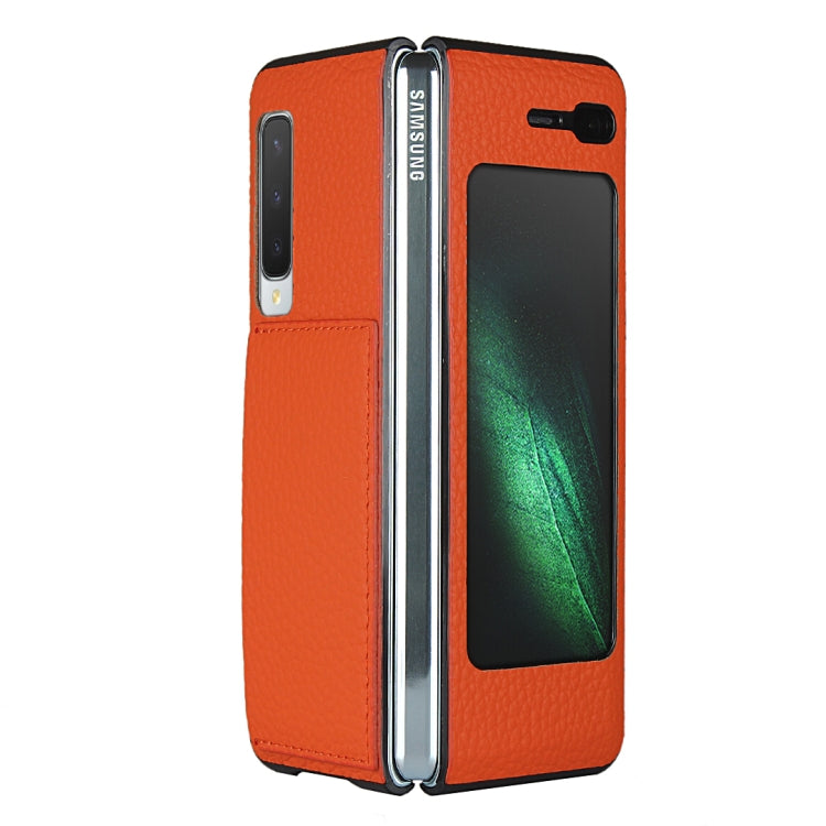 For Samsung Galaxy Fold Lychee Texture Leather Folding Protective Case with Card Slot