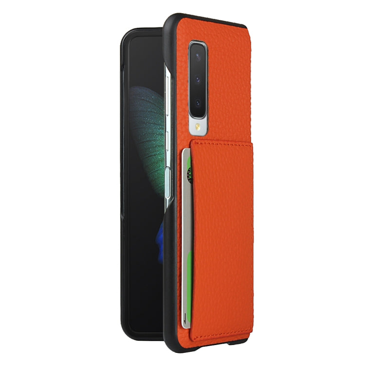 For Samsung Galaxy Fold Lychee Texture Leather Folding Protective Case with Card Slot