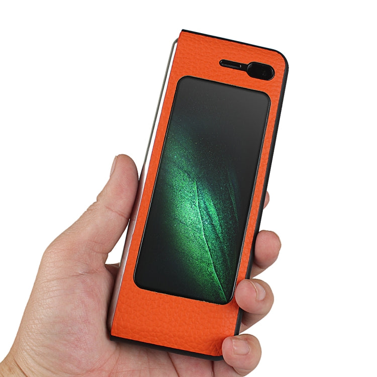 For Samsung Galaxy Fold Lychee Texture Leather Folding Protective Case with Card Slot