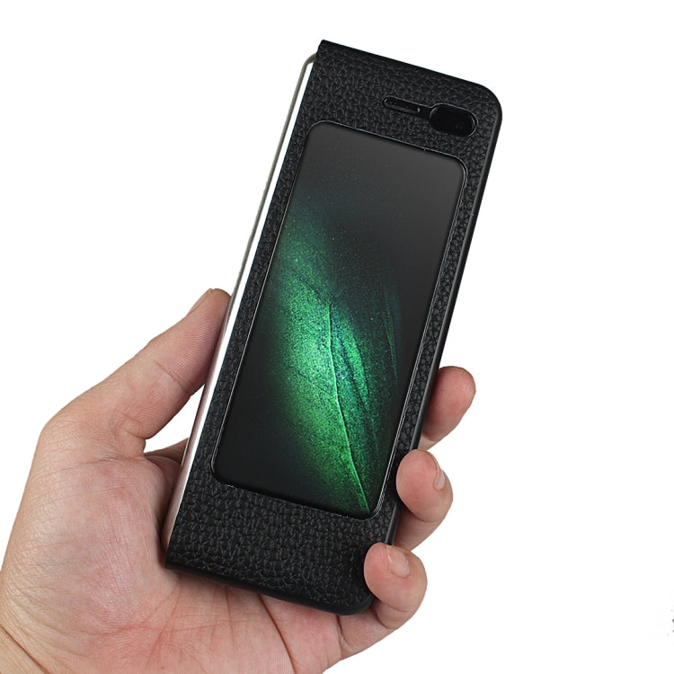 For Samsung Galaxy Fold Lychee Texture Leather Folding Protective Case with Card Slot