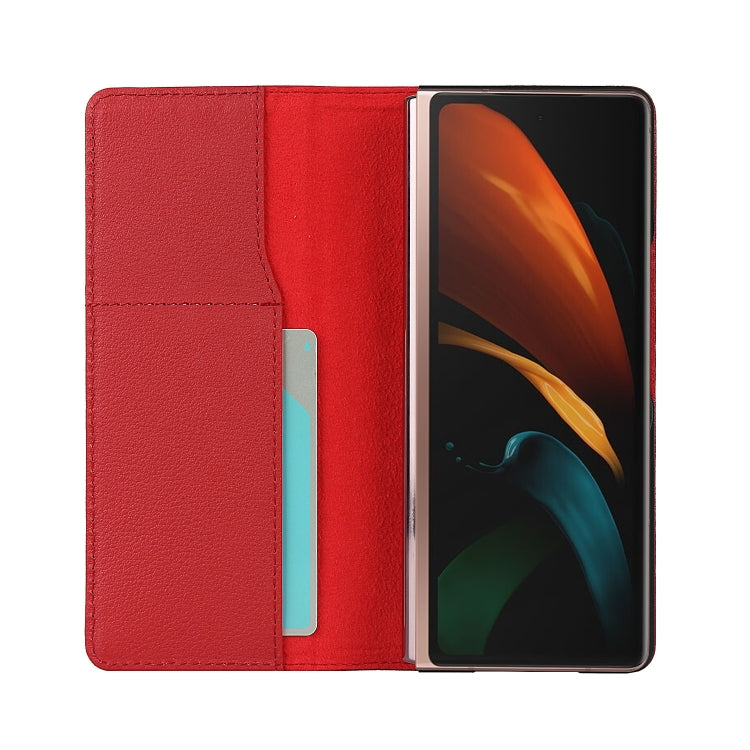 For Samsung Galaxy Z Fold2 5G Small Lychee Texture Horizontal Flip Leather Case with Holder & Card Slot