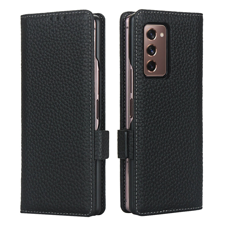 For Samsung Galaxy Z Fold2 5G Lychee Texture Buckle Horizontal Flip Leather Case with Holder & Card Slot & Wallet