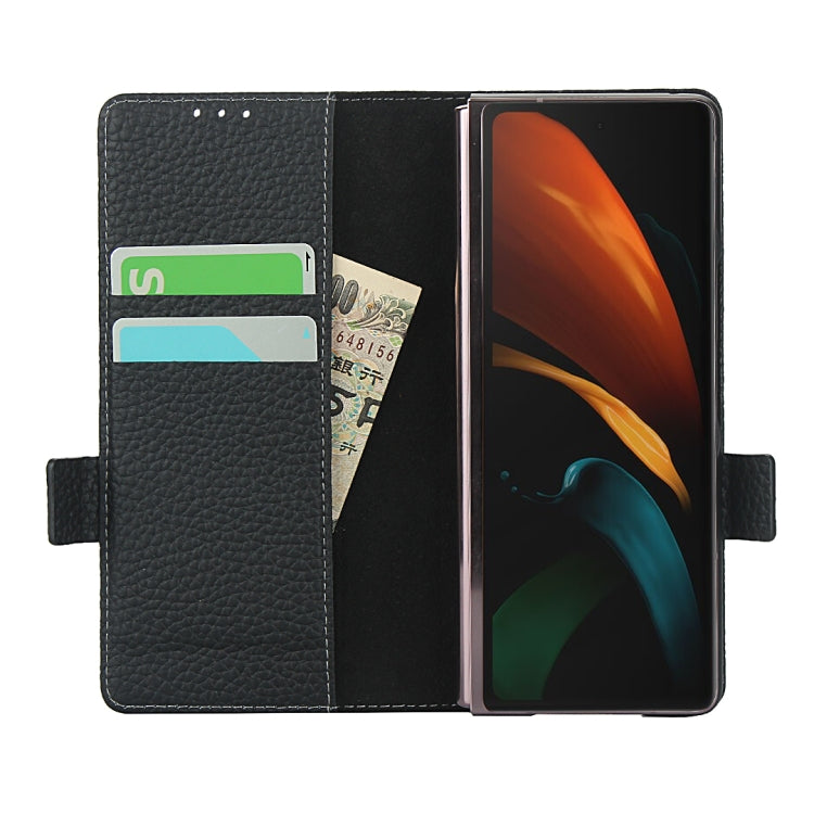 For Samsung Galaxy Z Fold2 5G Lychee Texture Buckle Horizontal Flip Leather Case with Holder & Card Slot & Wallet