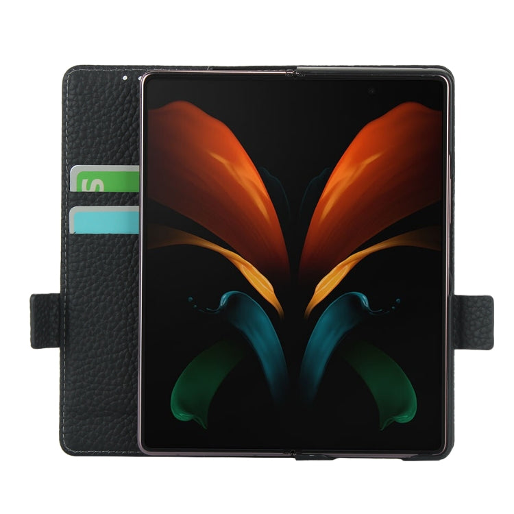 For Samsung Galaxy Z Fold2 5G Lychee Texture Buckle Horizontal Flip Leather Case with Holder & Card Slot & Wallet