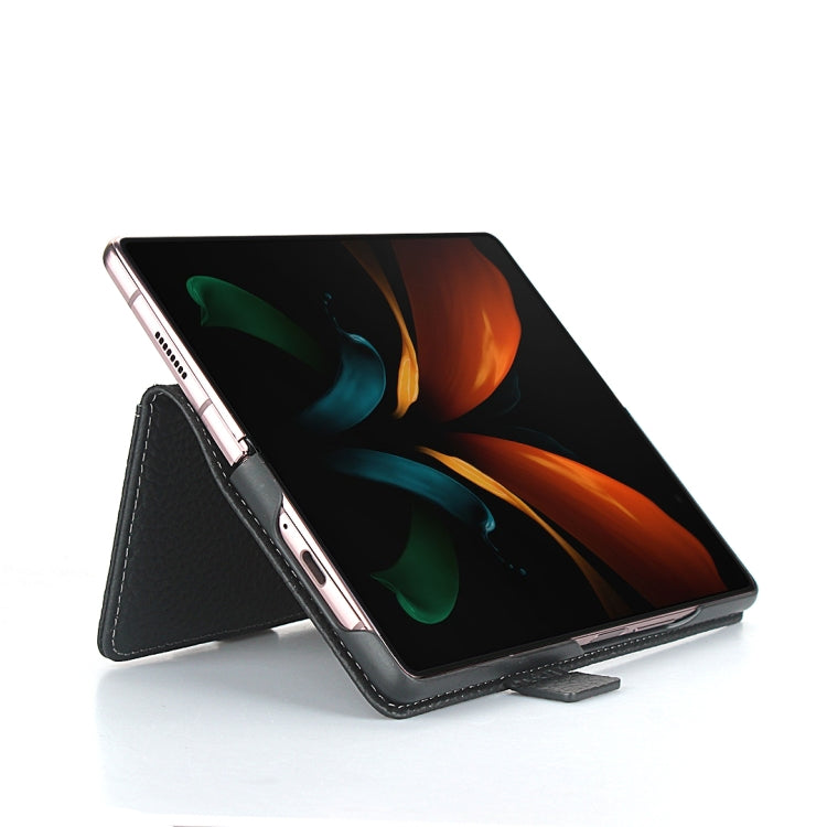 For Samsung Galaxy Z Fold2 5G Lychee Texture Buckle Horizontal Flip Leather Case with Holder & Card Slot & Wallet