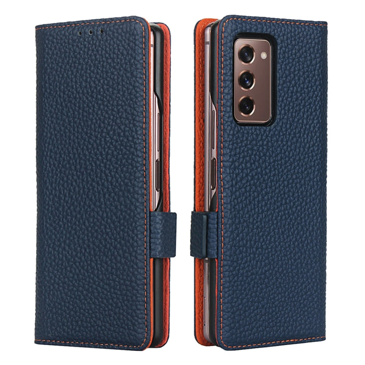 For Samsung Galaxy Z Fold2 5G Lychee Texture Buckle Horizontal Flip Leather Case with Holder & Card Slot & Wallet