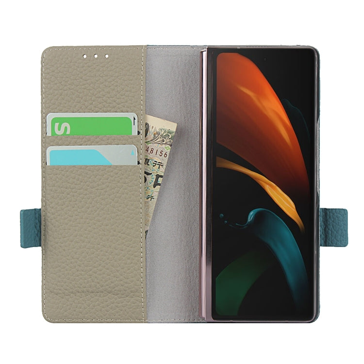 For Samsung Galaxy Z Fold2 5G Lychee Texture Buckle Horizontal Flip Leather Case with Holder & Card Slot & Wallet