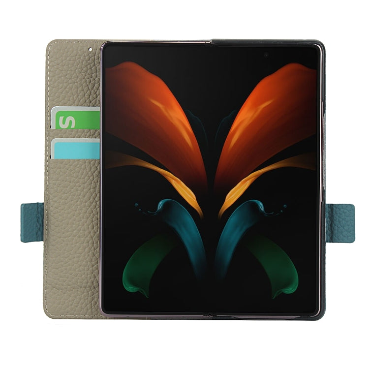 For Samsung Galaxy Z Fold2 5G Lychee Texture Buckle Horizontal Flip Leather Case with Holder & Card Slot & Wallet