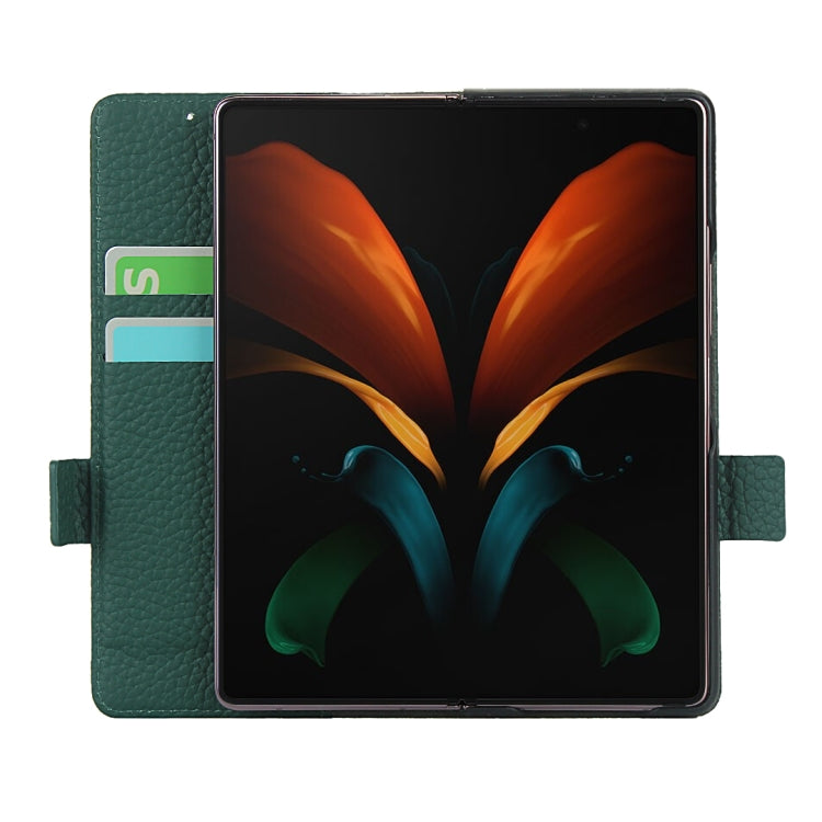For Samsung Galaxy Z Fold2 5G Lychee Texture Buckle Horizontal Flip Leather Case with Holder & Card Slot & Wallet