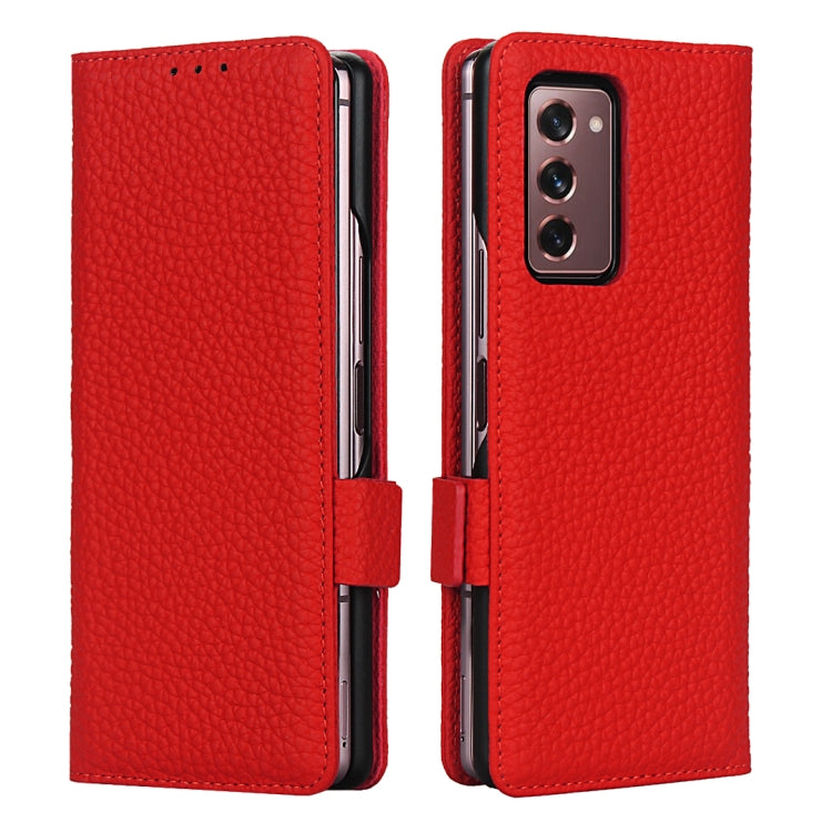 For Samsung Galaxy Z Fold2 5G Lychee Texture Buckle Horizontal Flip Leather Case with Holder & Card Slot & Wallet