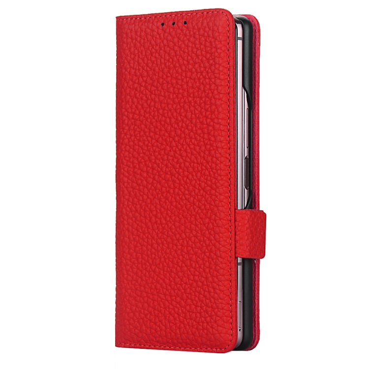 For Samsung Galaxy Z Fold2 5G Lychee Texture Buckle Horizontal Flip Leather Case with Holder & Card Slot & Wallet