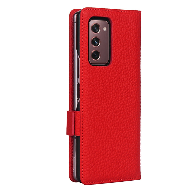 For Samsung Galaxy Z Fold2 5G Lychee Texture Buckle Horizontal Flip Leather Case with Holder & Card Slot & Wallet