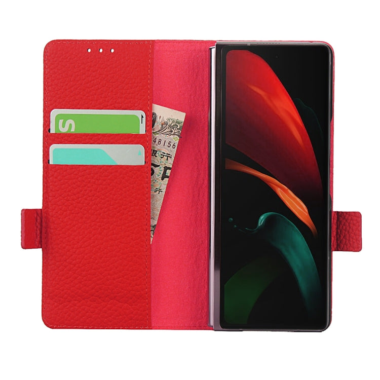 For Samsung Galaxy Z Fold2 5G Lychee Texture Buckle Horizontal Flip Leather Case with Holder & Card Slot & Wallet