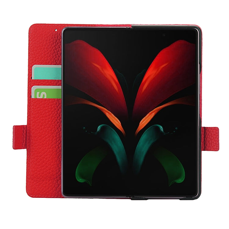 For Samsung Galaxy Z Fold2 5G Lychee Texture Buckle Horizontal Flip Leather Case with Holder & Card Slot & Wallet