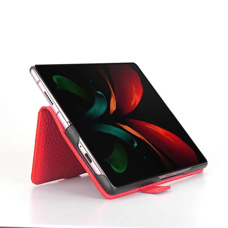 For Samsung Galaxy Z Fold2 5G Lychee Texture Buckle Horizontal Flip Leather Case with Holder & Card Slot & Wallet