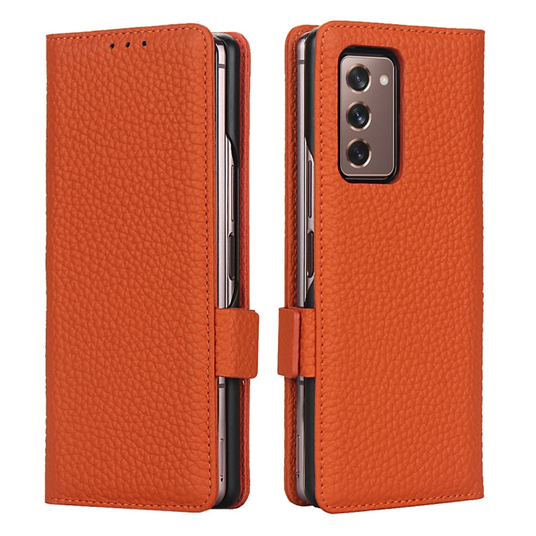 For Samsung Galaxy Z Fold2 5G Lychee Texture Buckle Horizontal Flip Leather Case with Holder & Card Slot & Wallet