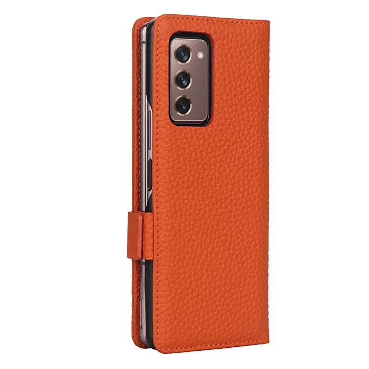 For Samsung Galaxy Z Fold2 5G Lychee Texture Buckle Horizontal Flip Leather Case with Holder & Card Slot & Wallet