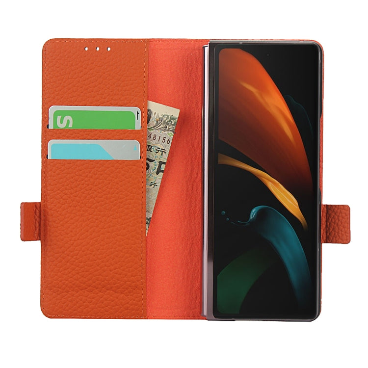 For Samsung Galaxy Z Fold2 5G Lychee Texture Buckle Horizontal Flip Leather Case with Holder & Card Slot & Wallet