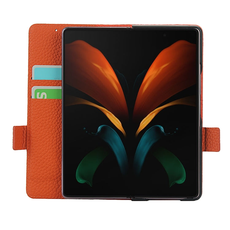 For Samsung Galaxy Z Fold2 5G Lychee Texture Buckle Horizontal Flip Leather Case with Holder & Card Slot & Wallet