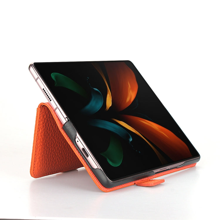 For Samsung Galaxy Z Fold2 5G Lychee Texture Buckle Horizontal Flip Leather Case with Holder & Card Slot & Wallet
