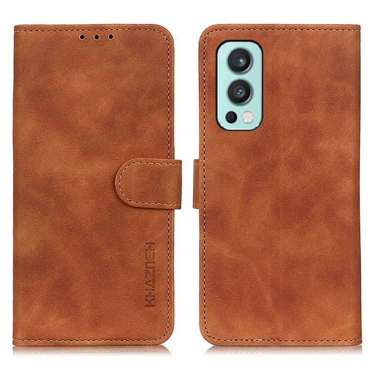 For OnePlus Nord 2 5G KHAZNEH Retro Texture PU + TPU Horizontal Flip Leather Case with Holder & Card Slots & Wallet