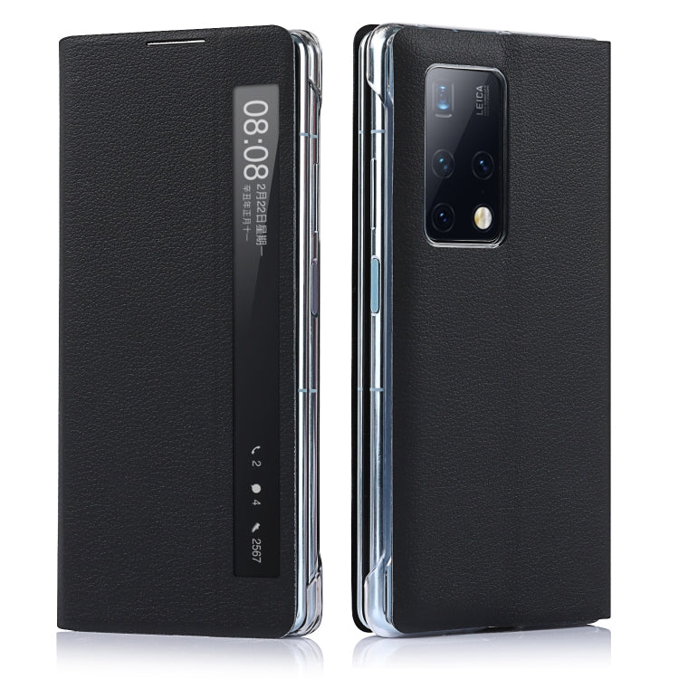 For Huawei Mate X2 Small Lychee Texture Smart View Window Horizontal Flip Leather Case with Holder & Sleep / Wake-up Function