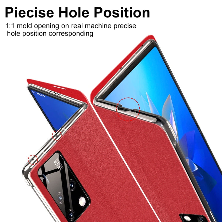 For Huawei Mate X2 Small Lychee Texture Smart View Window Horizontal Flip Leather Case with Holder & Sleep / Wake-up Function