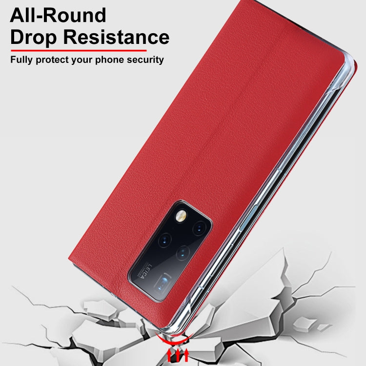 For Huawei Mate X2 Small Lychee Texture Smart View Window Horizontal Flip Leather Case with Holder & Sleep / Wake-up Function