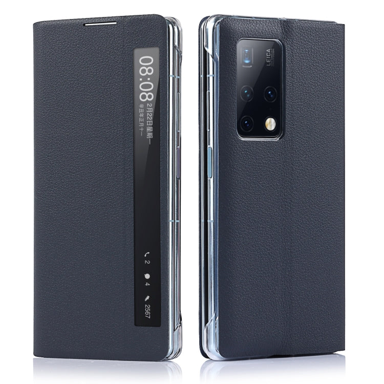 For Huawei Mate X2 Small Lychee Texture Smart View Window Horizontal Flip Leather Case with Holder & Sleep / Wake-up Function