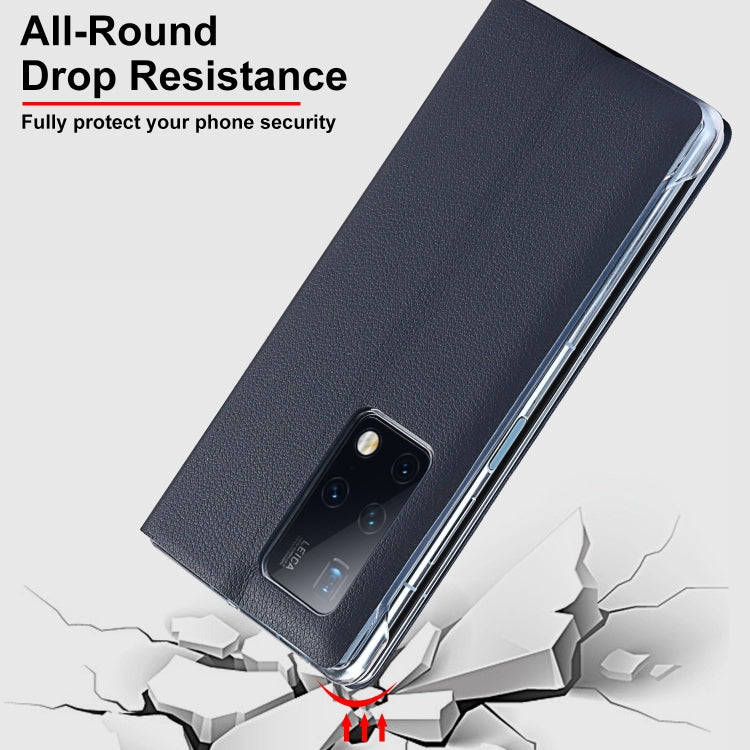For Huawei Mate X2 Small Lychee Texture Smart View Window Horizontal Flip Leather Case with Holder & Sleep / Wake-up Function