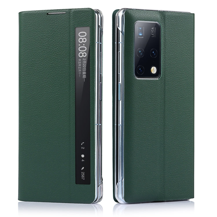 For Huawei Mate X2 Small Lychee Texture Smart View Window Horizontal Flip Leather Case with Holder & Sleep / Wake-up Function