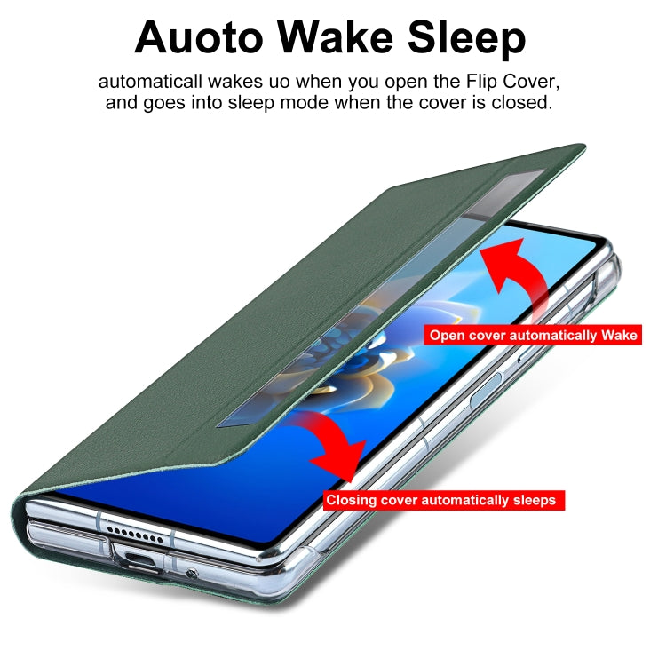 For Huawei Mate X2 Small Lychee Texture Smart View Window Horizontal Flip Leather Case with Holder & Sleep / Wake-up Function