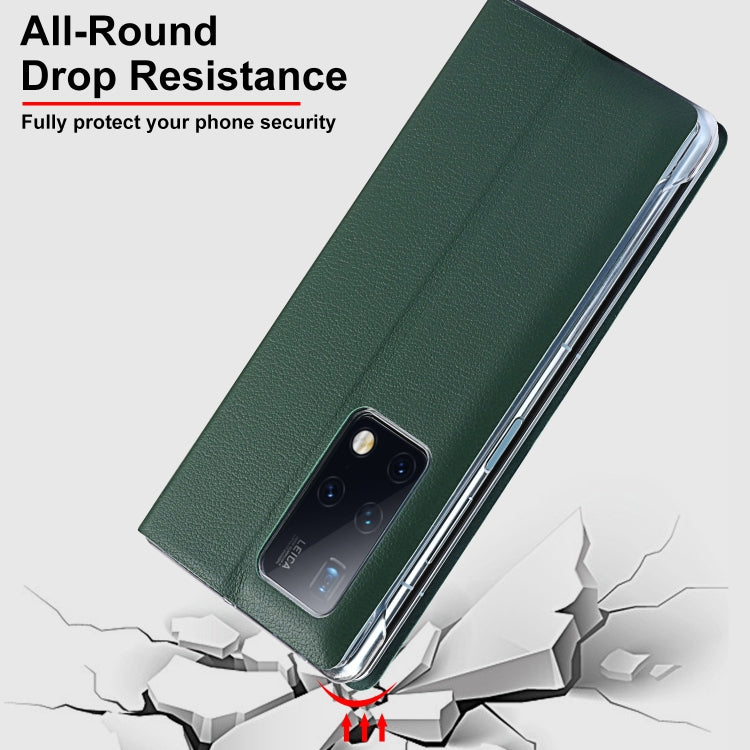For Huawei Mate X2 Small Lychee Texture Smart View Window Horizontal Flip Leather Case with Holder & Sleep / Wake-up Function