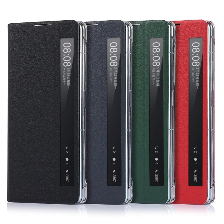 For Huawei Mate X2 Small Lychee Texture Smart View Window Horizontal Flip Leather Case with Holder & Sleep / Wake-up Function