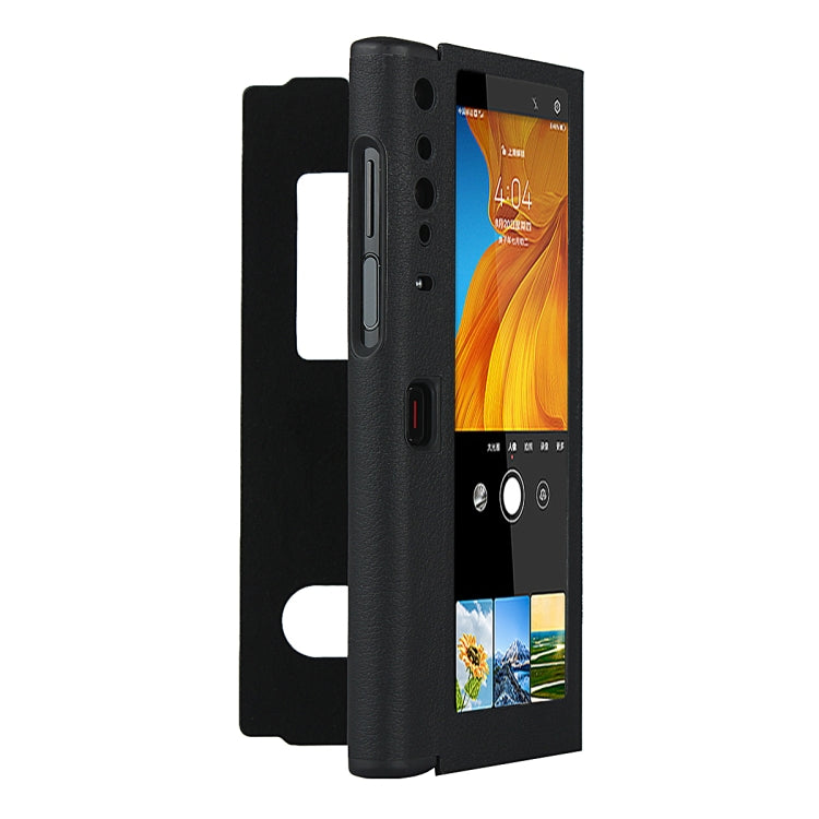 For Huawei Mate Xs Small Lychee Texture Smart View Window Horizontal Flip Leather Case with Holder & Sleep / Wake-up Function