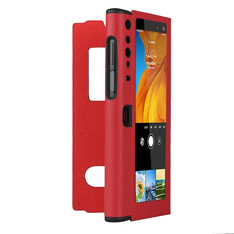 For Huawei Mate Xs Small Lychee Texture Smart View Window Horizontal Flip Leather Case with Holder & Sleep / Wake-up Function