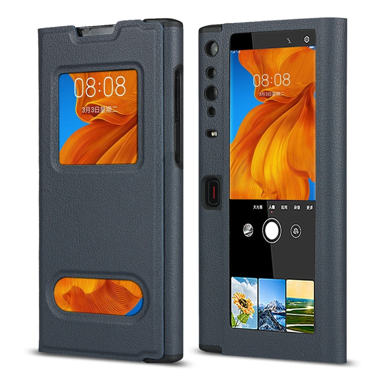 For Huawei Mate Xs Small Lychee Texture Smart View Window Horizontal Flip Leather Case with Holder & Sleep / Wake-up Function