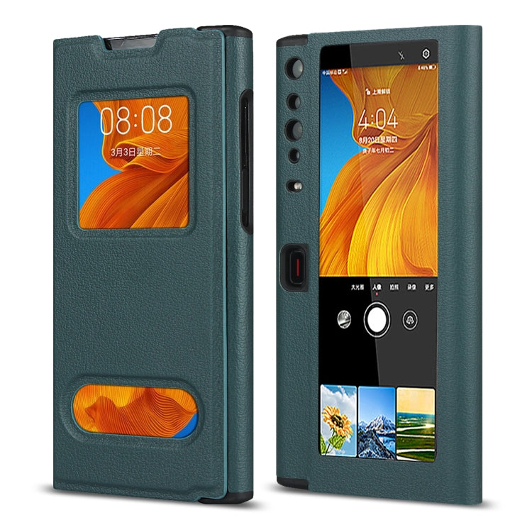For Huawei Mate Xs Small Lychee Texture Smart View Window Horizontal Flip Leather Case with Holder & Sleep / Wake-up Function