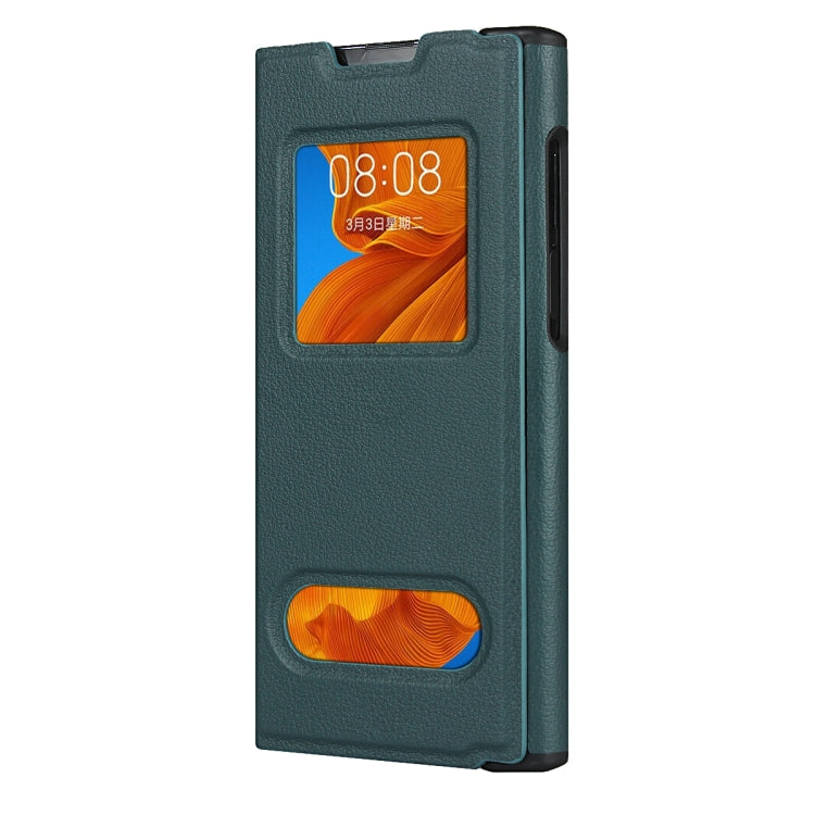 For Huawei Mate Xs Small Lychee Texture Smart View Window Horizontal Flip Leather Case with Holder & Sleep / Wake-up Function