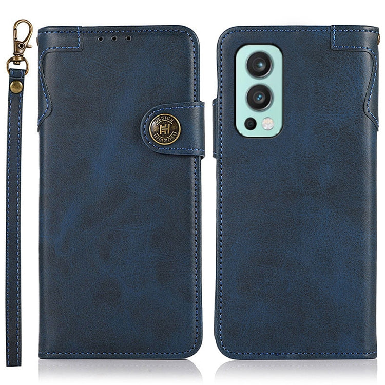 For OnePlus Nord 2 5G KHAZNEH Dual-Splicing Cowhide Texture Horizontal Flip Leather Case with Holder & Card Slots & Wallet & Photo Frame & Lanyard